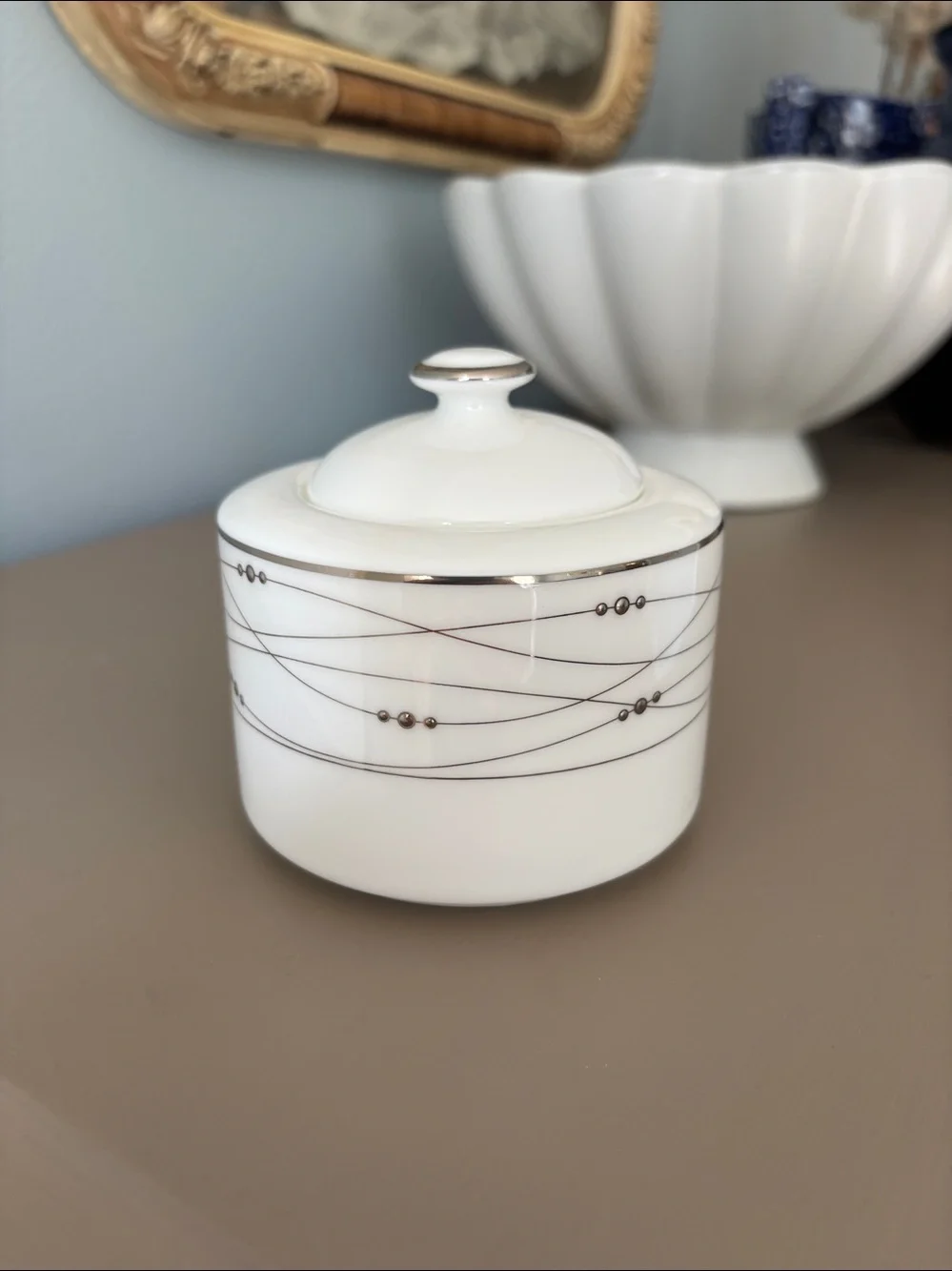 Royal Doulton Precious Platinum China Sugar Bowl and Lid